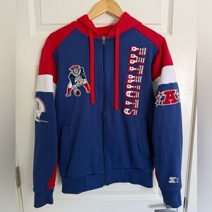 Men's Starter New England Patriots Extreme Vintage Full Zip Hoodie Sweatshirt S